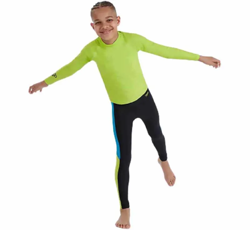 Speedo Junior Logo Rash Top Green/Navy-1